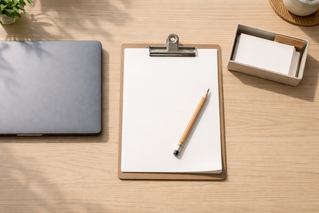 “Minimal desk with router and tools symbolizing submitting a sitemap to Search Console.”